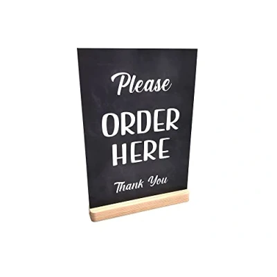 Image of Please Order Here Sign Cafe, Takeaway, Coffee Shop, Sandwich Counter Sign, A4 size (Black Stand)