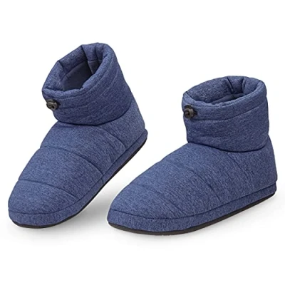 Image of DUNLOP Slippers For Men, Fluffy Mens Slipper, Size 7 12, Warm And Cosy Winter House Boots, Funny Presents Him, 4 Different Style To Choose From (Navy, numeric_10)