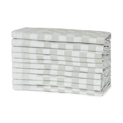 Image of 100% Cotton Tea Towel Grey Chequered Pattern, Pack of 10 Kitchen Set Absorbent, Strong, Quick Dry &amp; Machine Washable for Home Decor Bathroom Accessories