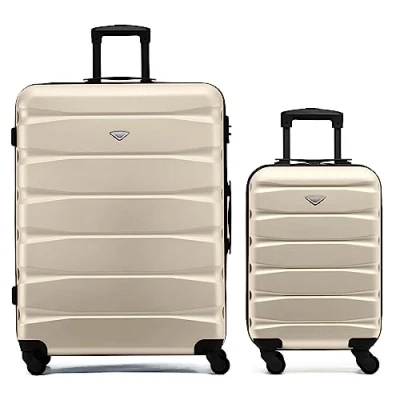 Image of Flight Knight Set of 2 Premium Suitcases Extra Stong Lightweight Luggage Hardcase with 4 Wheels &amp; Built in Lock (Set S+L)