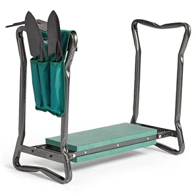 Image of VonHaus Garden Kneeler Seat with Handles and Tool Set Folding, Lightweight, Portable, 2 in 1 Design Chair Soft Foam Kneeling Pad for Gardening, Removable Pouch, Strong Steel Frame