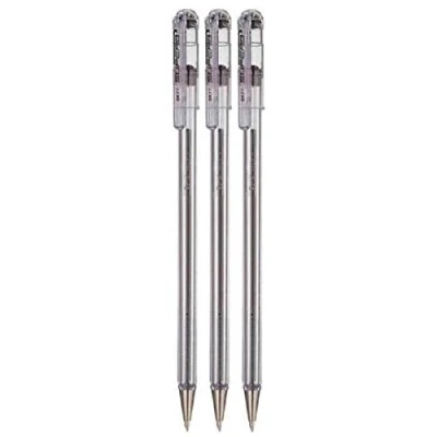 Image of Pentel Black Superb Ballpoint Pen Ball Point Pens 0.7mm Nib Tip 0.25mm Line Width Fine Refillable Ink BK77 (Pack Of 3)