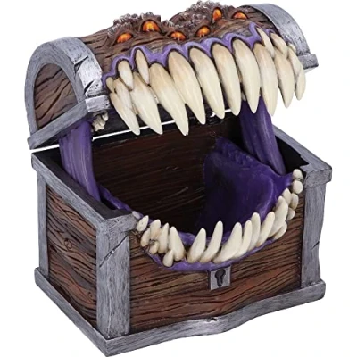 Image of Nemesis Now Dungeons &amp; Dragons Mimic Dice Storage Box, 11.3cm, Resin, Brown, Officially Licensed D&amp;D Merchandise, Character Cast in the Finest Expertly Hand Painted