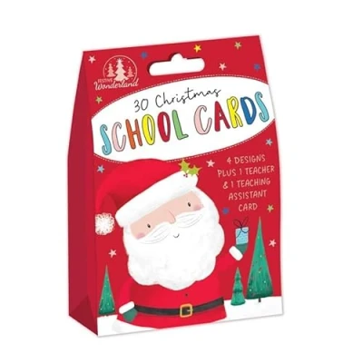 Image of Tallon XC0002 School Christmas Xmas Cards/Envelopes Mini Cute Designs+Teacher/Assistant Box of 30