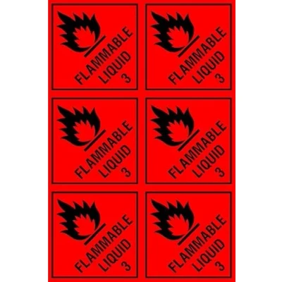 Image of Flammable Liquid Safety Sign Self Adhesive Sticker Pack of 6 Stickers 100mm x