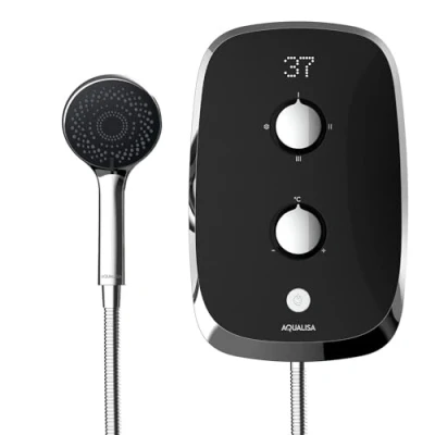 Image of Aqualisa e Motion Midnight Black Electric Shower Digital Display 3 Spray Patterns 9.5KW