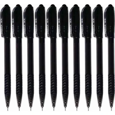 Image of AceRT Retractable Ballpoint Pens, BLACK, Fine Point (0.7mm), Pack of 10, Retract Click Ball Perfect for School Office Home Use, iZOFAX