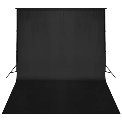 Image of vidaXL Photography Backdrop Support System 500x300cm Black Adjustable Aluminium Stand, Carrying Bag Included, Ideal for Portrait/Commercial