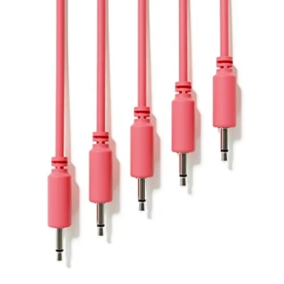Image of ExcelValley 5 Pack Mono Modular Patch Cables TS 3.5mm 1/8&quot; Eurorack Synthesizer [Peach 150 cm 59&quot;]