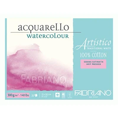 Image of Fabriano Artistico 140 lb. Hot Press 20 Sheet Block 9x12&quot; Traditional White