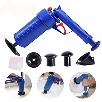 Image of Toilet Plunger Kitchen Sink Sewer Dredge Tool, High Pressure Air Drain Pump Pipe Tools Cleaning Tool with 4 Suckers for Bathtub Shower