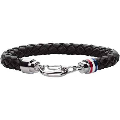 Image of Tommy Hilfiger Jewelry Men&#039;s Leather Bracelet Black 2700510