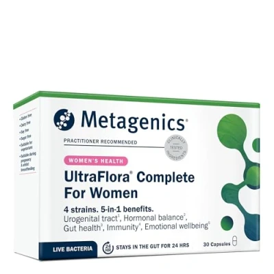 Image of Metagenics UltraFlora Complete for Women Daily Probiotic 5 in 1 Benefits 4 Strains 30 Vegetarian Capsules