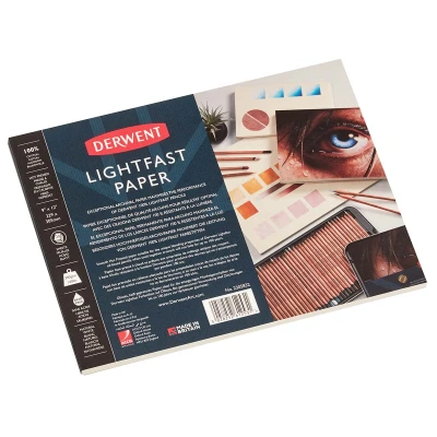 Image of Derwent Lightfast Paper Pad 9 x 12 Inches, 300gsm, 20 Sheets, Smooth Hot Pressed Surface, Acid Free, Ideal For Fine Art Drawing &amp; Colouring, Professional Quality, 2305832, White