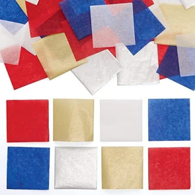 Image of Baker Ross CN137 Red White and Blue Coloured Mini Tissue Paper Squares Pack of 4000, British Arts Crafts Supplies