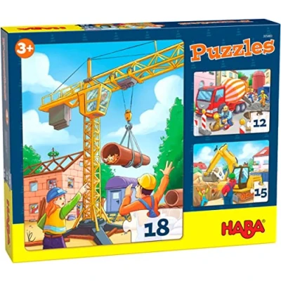Image of HABA 305883 Puzzles Construction Vehicles With 3 Charming themes Ages and up