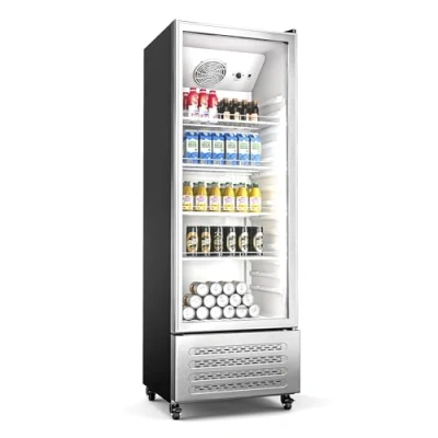 Image of KLARSTEIN GrandCooler 270L Drinks Fridge Beverage Refrigerator with Double Glazed Door, Aluminium LED Lighting, Mechanical Thermostat, 4 Shelves, 0C to 10C, Wheels