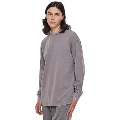 Image of Urban Classics Heavy BOXY ACID WASH Longsleeve Long sleeved top, Men&#039;s, Size: XL, Asphalt