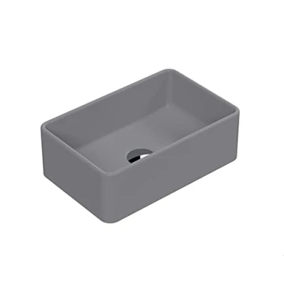 Image of nuie NBV379 Luxe Vessel Modern Bathroom Rectangular Countertop Basin Sink, 120 x 365 235mm, Matt Grey