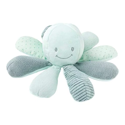 Image of Nattou 8 Activity Plush Octopus, Soft Toy, Stuffed Animal, Cuddly Companion, Cotton/Polyester, Machine Washable, PETA Approved Vegan, 0+ years, 25 cm, (Lapidou Collection) Mint Green
