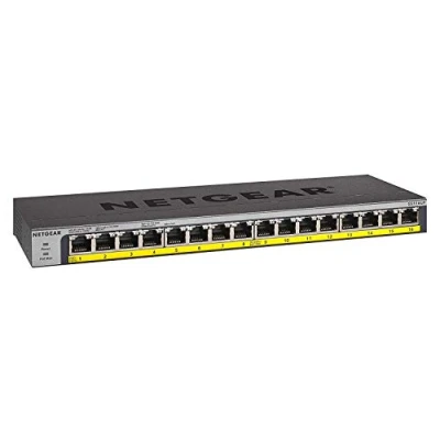 Image of NETGEAR PoE Switch 16 Port Gigabit Ethernet Unmanaged Network (GS116LP) with x PoE+ @ 76 W Upgradeable, Desktop, Wall Mount or Rackmount, and Limited Protection