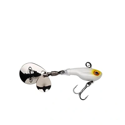 Image of Berkley Pulse Spintail, Jig Lure with Spinner Blade &amp; Fusion Treble Hook Long Casting Hard Bait for Perch, Trout, Pike, Unisex,Pearl, 21g 75mm