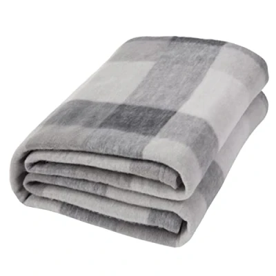 Image of Dreamscene Winter Check Fleece Blanket Super Soft Warm Cosy Sofa Bed Picnic Garden Throw Over, Plaid Tartan Grey White 200 x 240cm