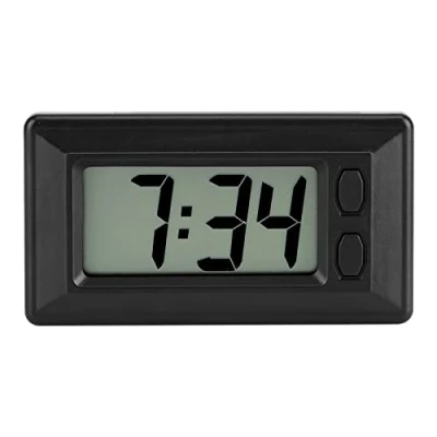 Image of Joyzan LCD Digital Table Car Dashboard Clock, Ultra Thin Silent Electronic Clocks Battery Powered Alarm Clock Large Numbers Clear Display with Adhesive Pad for Home Desk Bedroom Office Travel