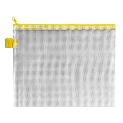 Image of Zip Bag Reinforced Mesh weave PVC Clear with Coloured Seal [Pack 5]