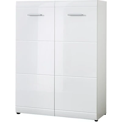 Image of Germania Shoe cabinet 3524 84 GW Adana, in White, Fronts high gloss with groove milling, space for up to 24 pairs of shoes, 90 x 120 36 cm (WxHxD)