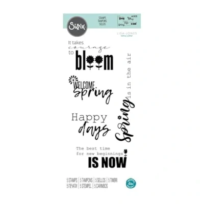 Image of Sizzix Clear Stamps Set 5PK Spring Sentiments by Lisa Jones, 665828, One Size
