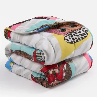 Image of OHS LOL Dolls 3kg Weighted Blanket, Microfibre Reversible Womens Super Soft Blanket Calming Stress Gift Sleep Therapy Anxiety Relief, Grey 150 x 100cm