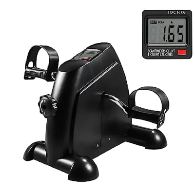 Image of Holdfiturn Mini Pedal Exercise Bike, Exerciser, Under Desk Stepper with LCD Screen Display, Adjustable Resistance Cycle Portable Home Gym Fitness Equipment for Arm or Leg