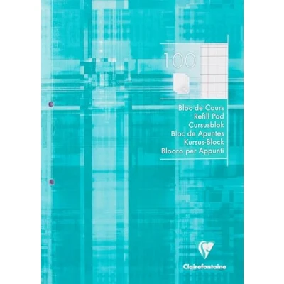Image of Clairefontaine Ref 5810C 2 Hole Punched Refill Pad (Pack of 100 Sheets) A4 Size, 10/10 Squared Rulings, 90gsm Brushed Vellum Paper, Resealable Pack