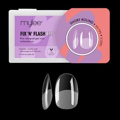Image of Mylee Fix N Flash Soft Gel Tips Short Round 552 PCS, Full Cover Nail Tips, Art Extensions, Flexible &amp; Resistant, 12 Different Sizes, Fit All Nails