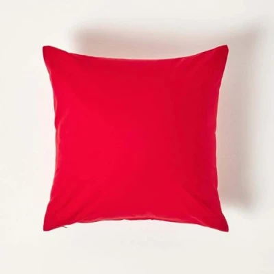 Image of HOMESCAPES Red Pure Egyptian Cotton Euro Size Pillowcase 40 x cm 200 TC 400 Thread Count Percale Equivalent Pillow Case with Zip Pack of 4