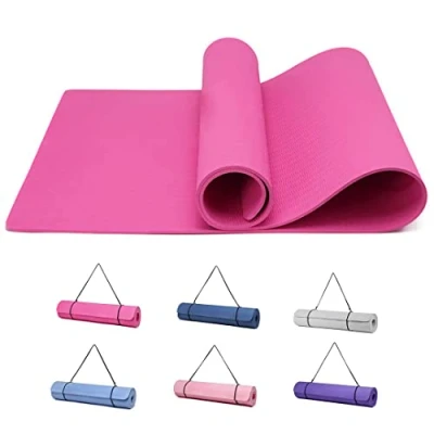 Image of Good Nite Yoga Mat Exercise Fitness 6mm Extra Thick Non Slip Training Mats for Sports Pilates Gym Floor Resistance with Carrying Strap 183 x 61 0.6 cm(Red Plum)