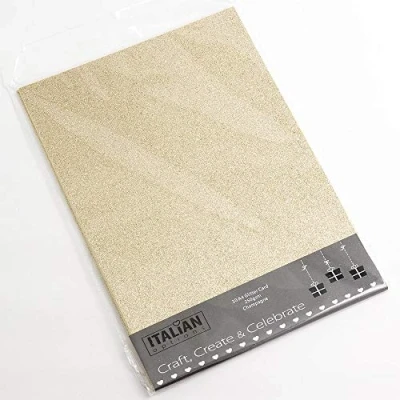 Image of Italian Options 250GSM Non Shed Glitter Card Craft Paper 10 Sheets, A4 Size, Champagne