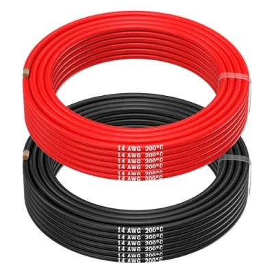 Image of 14 AWG Silicone Wire by MMOBIEL Gauge Tinned Copper Cable, 2 x 32.8ft (10m) 1 Red &amp; Black Flexible High Temp Electrical RC, Drones, 3D Printers, Battery, Speaker Wires, LED, Marine Boat