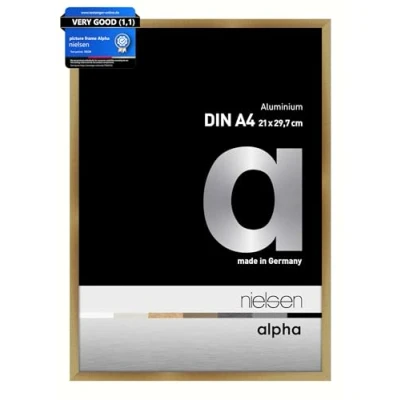 Image of nielsen Alpha Photo Frame A4, 21x29.7cm Aluminium Picture Frame, Amber with Protective Float Glass and Push Turn Clips Brushed