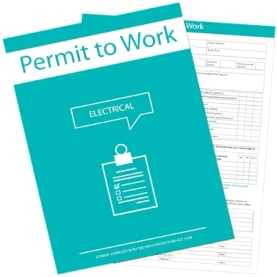 Image of Electrical Permit To Work Forms, 3 Part Forms Original/2 Carbon Copies, Card Backing For Seperating, Supplied In Packs Of 10