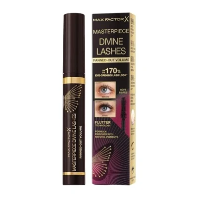 Image of Max Factor Divine Lashes Mascara Black Brown 002, Ultimate Volume, Flutter Technology, 420 Fibre Silhouette Brush, Smooth &amp; Clump Free, All Day Wear