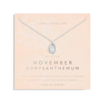 Image of Joma Jewellery BIRTHFLOWER A LITTLE Necklace NOVEMBER Silver Plated 46cm with 5cm extender