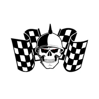 Image of LightningSigns Racing Skull &amp; Chequered Flags Car Motorbike Sticker #2