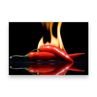 Image of Hot Chilli Pepper Glass Chopping Board Black Cutting Board/Worktop Saver Protector