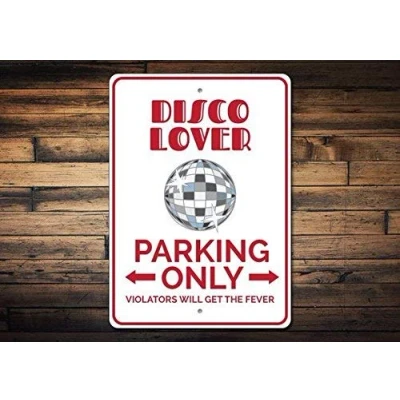 Image of Disco Lover Sign Parking Party Decor Ball Vintage Metal 8x12 inches