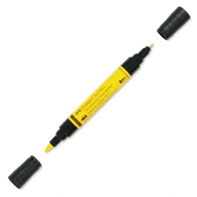 Image of Faber Castell Art &amp; Graphic Pitt Artist Pen Dual Marker India Ink, Cadmium Yellow, Single Pen, For Art, Craft, Drawing, Sketching, Home, School, University, Colouring