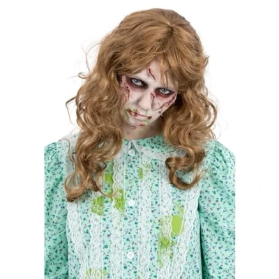 Image of Smiffys The Exorcist Regan Wig Adult, Long, Messy &amp; Wavy Auburn Hair Wig, Official License Costume Pre Styled for Halloween Themed Parties