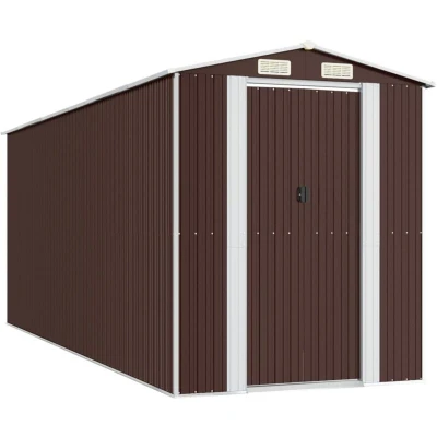Image of vidaXL Garden Shed Dark Brown 192x523x223 cm Galvanised Steel