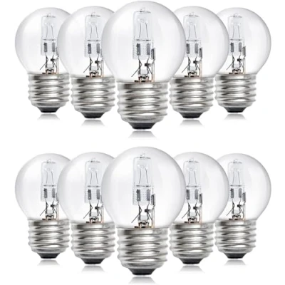 Image of Bonlux G45 E27 Edison Screw ES Halogen Bulb, 42W Dimmable Golf Ball Light Bulb 2700K Warm White, Classic Mini Globes Clear Round Bulbs, Equivalent to 60W Incandescent Bulbs Pack of 10
